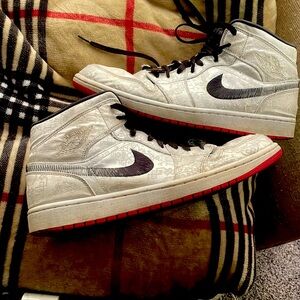 CLOT × Nike Air Jordan 1 Mid SE Fearless "White/Black/Red"